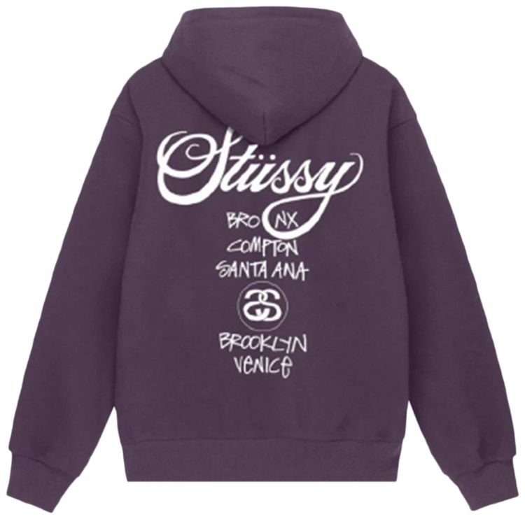 Stussy x Dover Street Market World Tour Zip Hoodie Grape