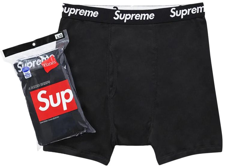 Supreme Hanes Boxer Briefs 4 Pack Black