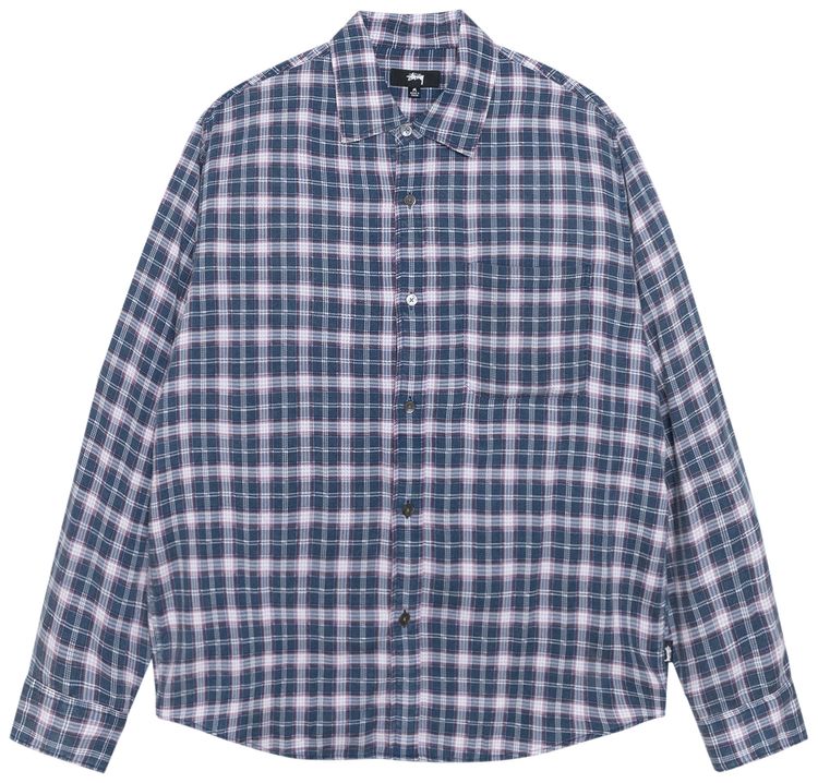 Stussy Matthew Shirt Printed Plaid Navy