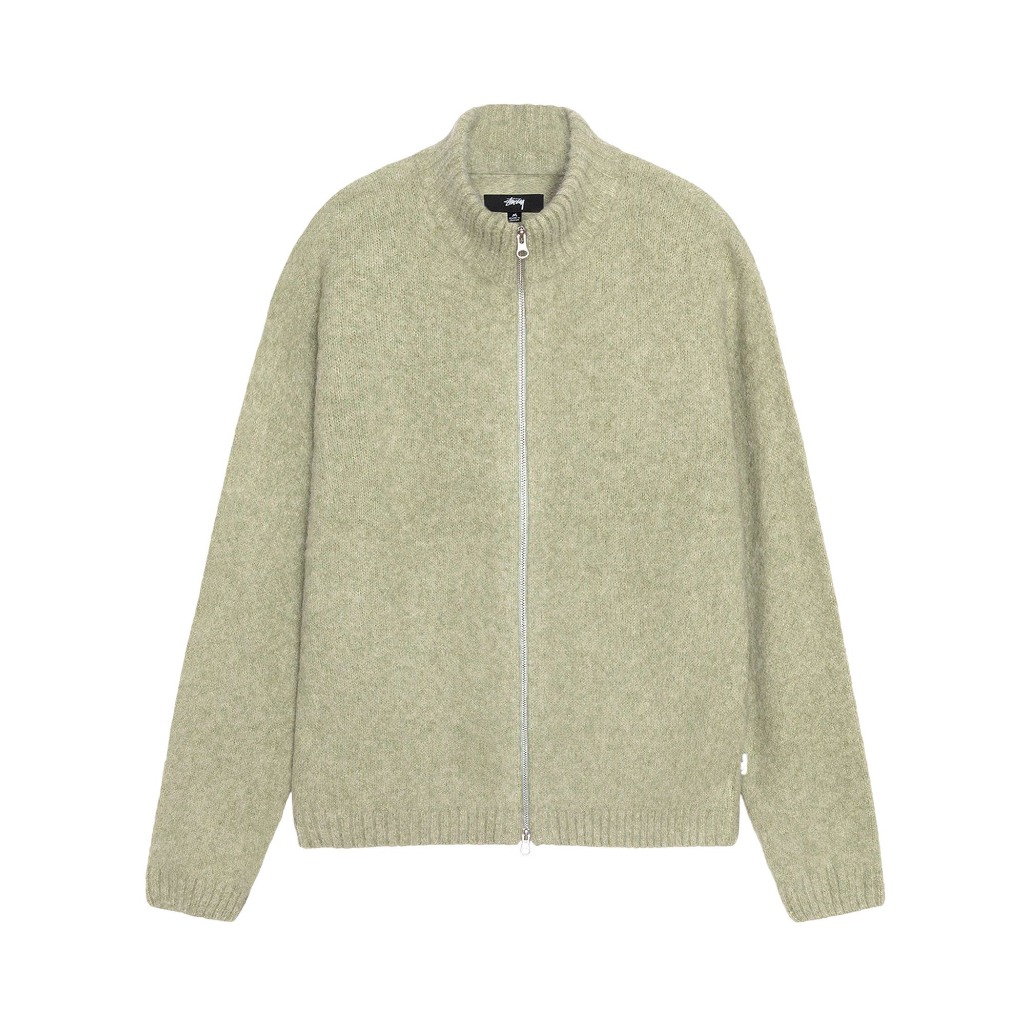 Buy Stussy Full Zip Brushed Merino Sweater 'Sage' - 117248 SAGE | GOAT