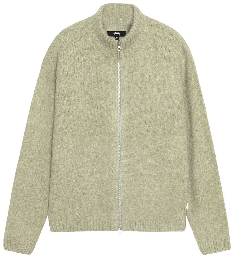 Stussy Full Zip Brushed Merino Sweater Sage