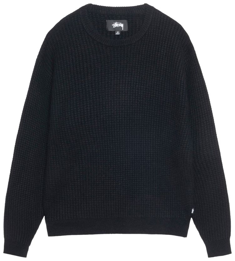 Stussy Waffle Knit Cashmere Crew Black