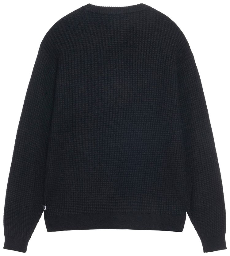 Stussy Waffle Knit Cashmere Crew Black