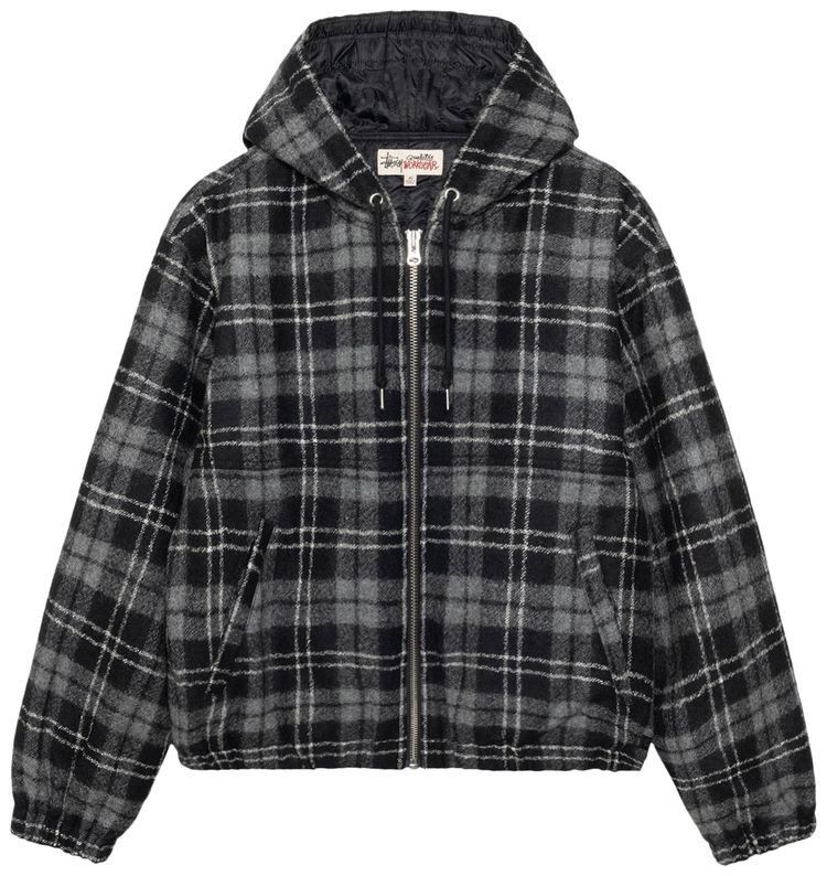 Stussy Work Jacket Wool Plaid Charcoal