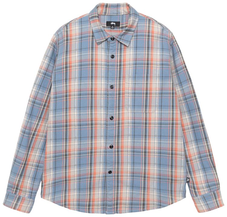 Stussy Dan Washed Cotton Plaid Shirt Blue