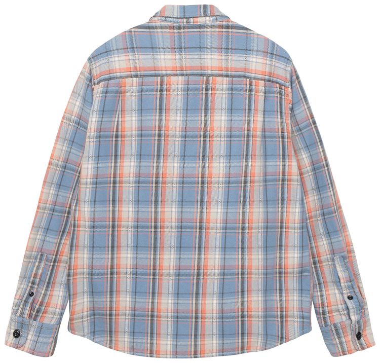 Stussy Dan Washed Cotton Plaid Shirt Blue