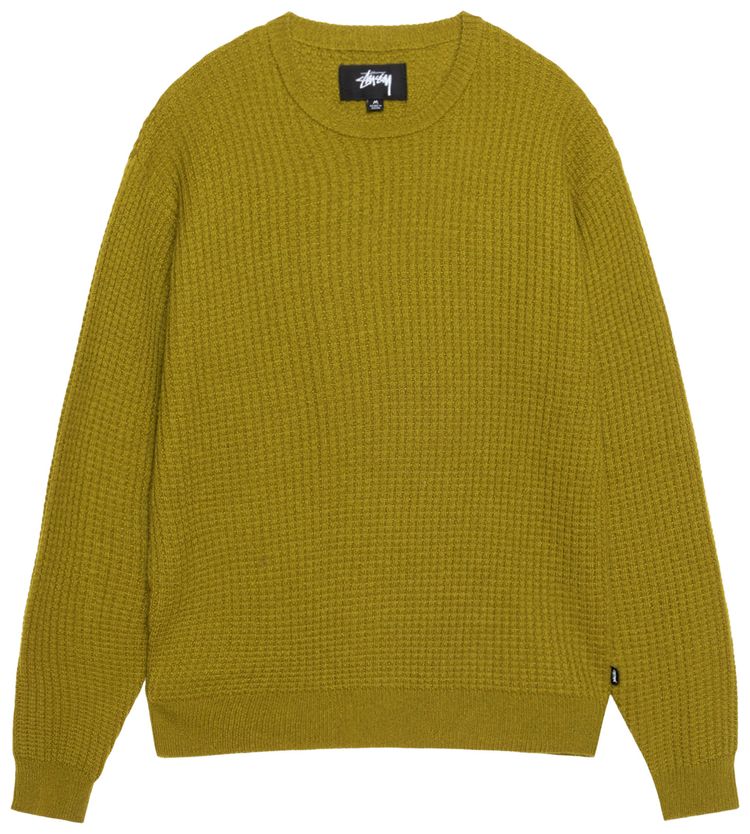 Stussy Waffle Knit Cashmere Crew Moss