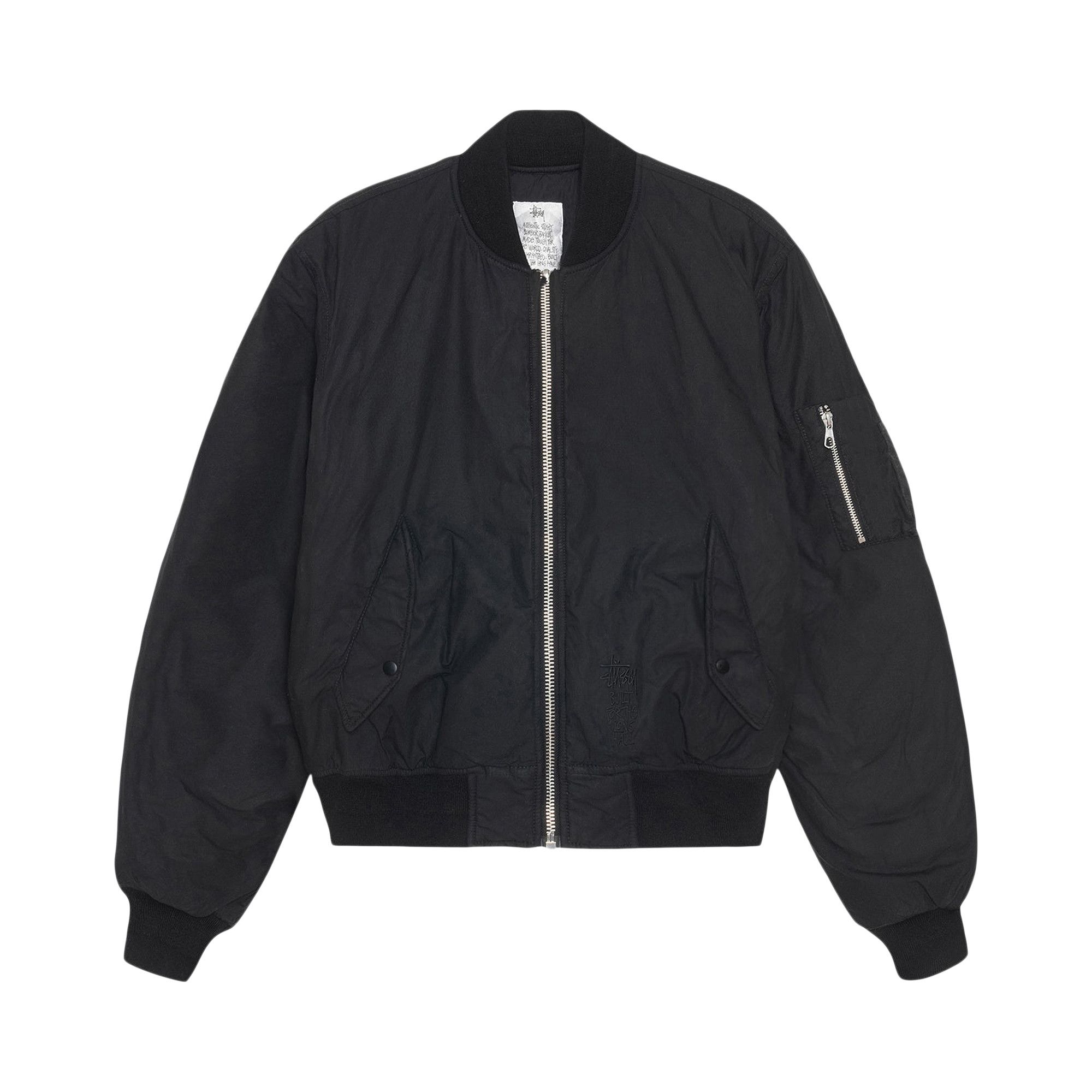 ジャケット・アウター STUSSY WAXED BUILT BOMBER JACKET Stussy Waxed Built Bomber Jacket Black Men's - FW24 - GB