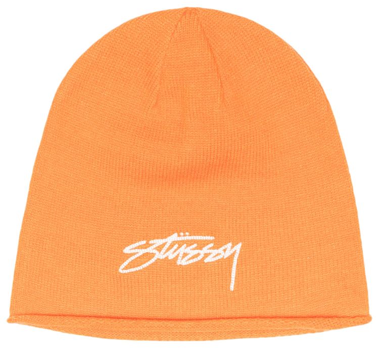Stussy Skullcap Chain Stitch Rolled Edge Orange