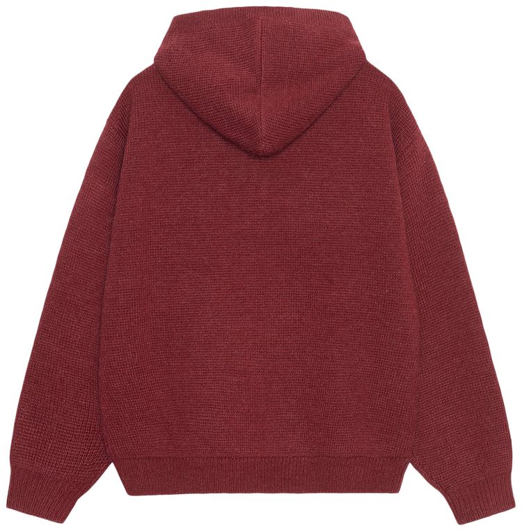 Stussy Felt Patch Knit Hoodie Burgundy