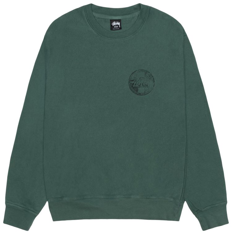 Stussy Dot Stamp Crew Pigment Dyed Forest
