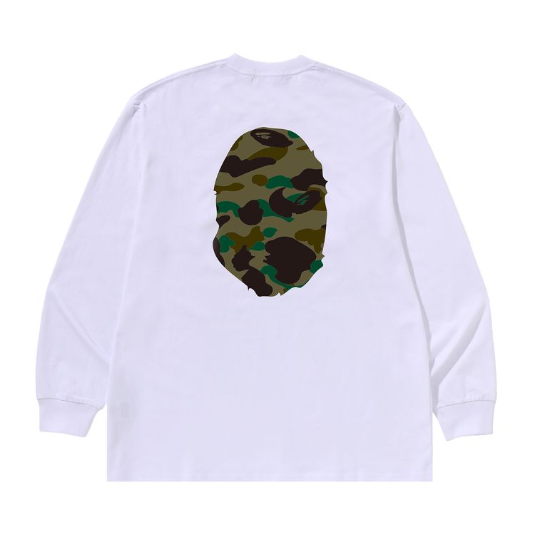 BAPE 1st Camo Ape Head Relaxed Fit Long Sleeve Tee White