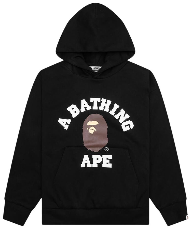BAPE College Puffy Relaxed Fit Pullover Hoodie Black