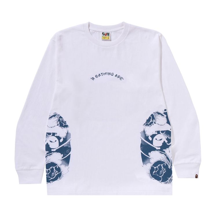 BAPE Japanese Tattoo Side Big Ape Head Long Sleeve Tee White