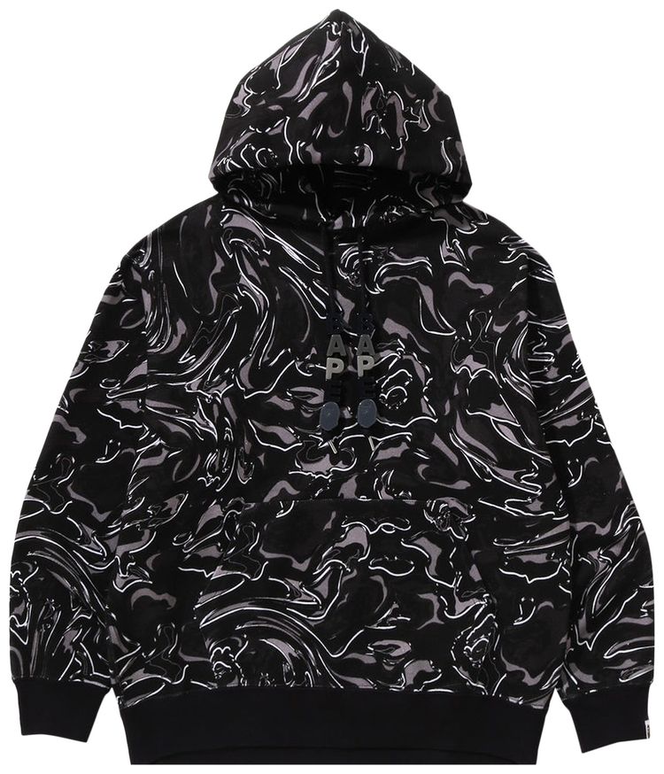 BAPE Marbling Camo Relaxed Fit Pullover Hoodie Black