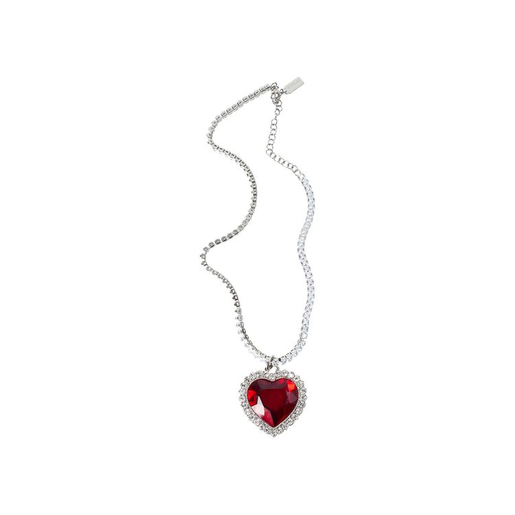 Vetements Crystal Heart Necklace Red