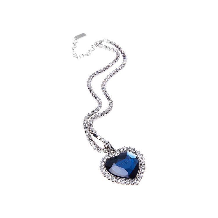 Vetements Crystal Heart Necklace Blue