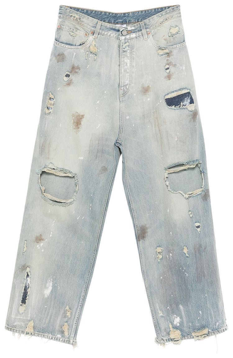 Vetements Trashed Baggy Jeans Light Blue