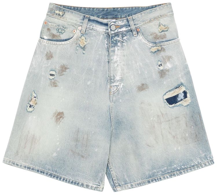 Vetements Trashed Shorts Light Blue
