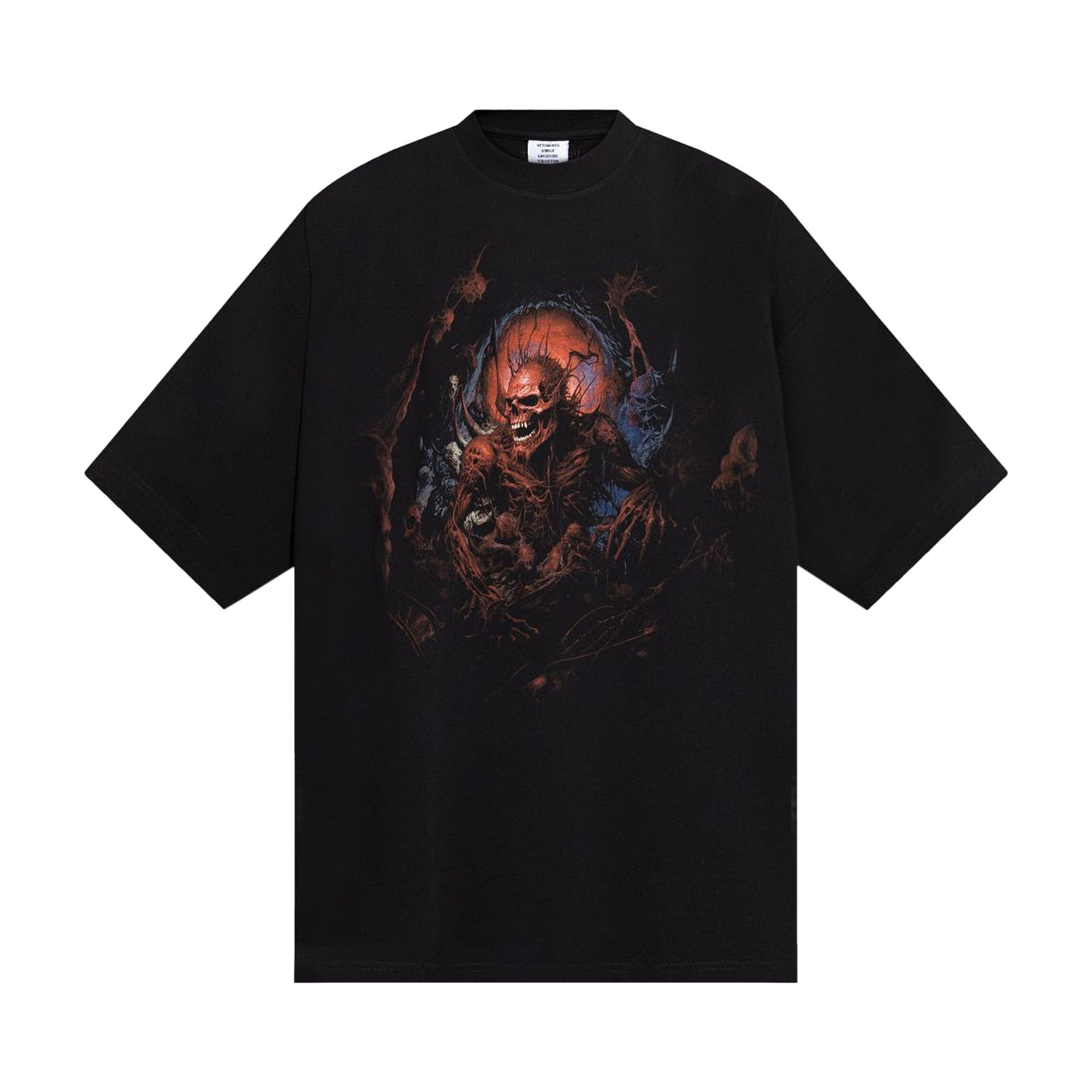 【VETEMENTS】ブラック Death l オーバーサイズ Tシャツ Black Death Metal Oversized T-shirt by VETEMENTS on Sale