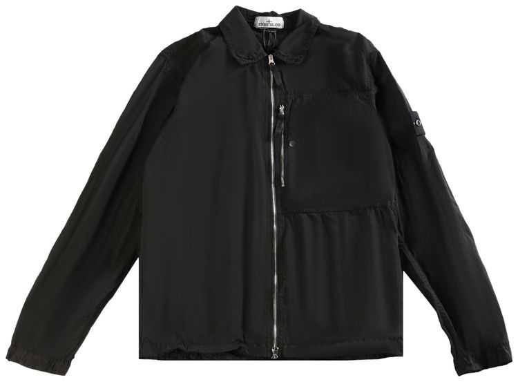 Stone Island Logo Patch Overshirt Black