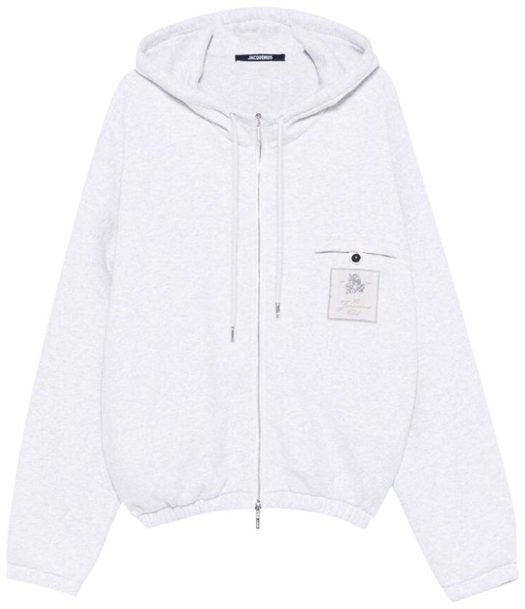 Jacquemus Club Logo Zipped Hoodie Athletic Club Grey