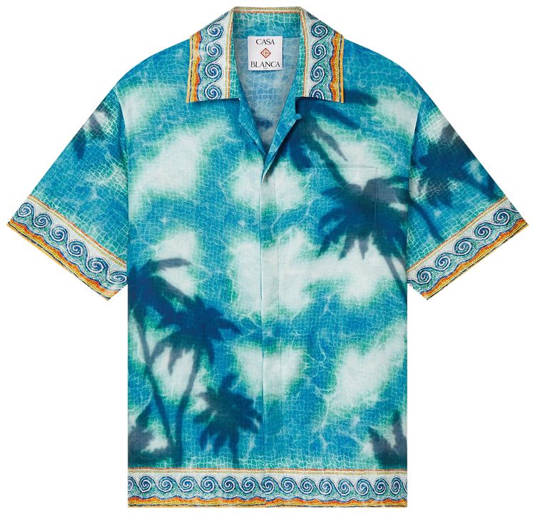 Casablanca Short Sleeve Cuban Collar Shirt Blue