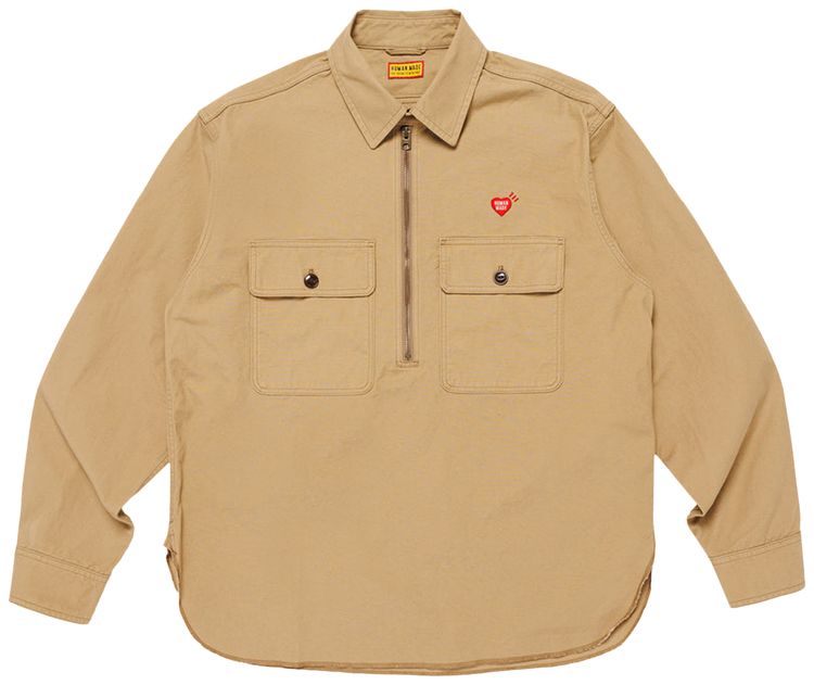 Human Made Zip Up Work Shirt Beige