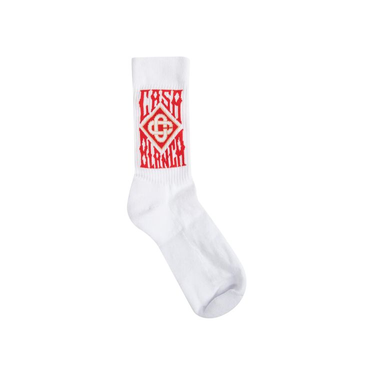 Casablanca Printed Sports Socks Gothic Casaway White