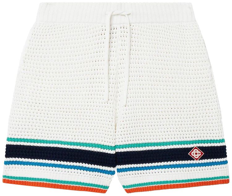 Casablanca Crochet Effect Tennis Shorts White