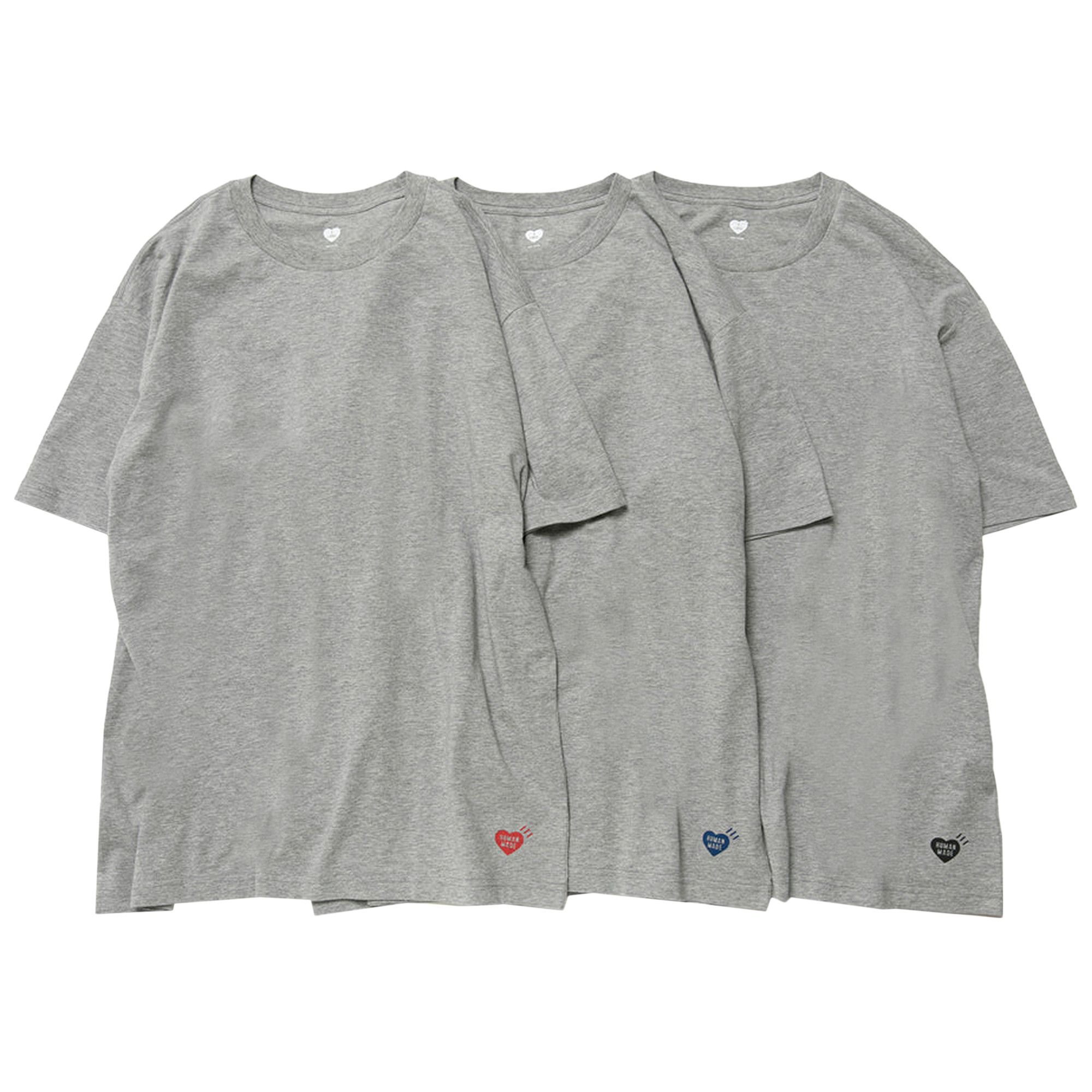 人気 ☆HUMAN MADE☆ T-SHIRTS GRAY (3 PACK) Buy Human Made T-Shirt Set (3 Pack) 'Grey' - HM29CS035 GREY
