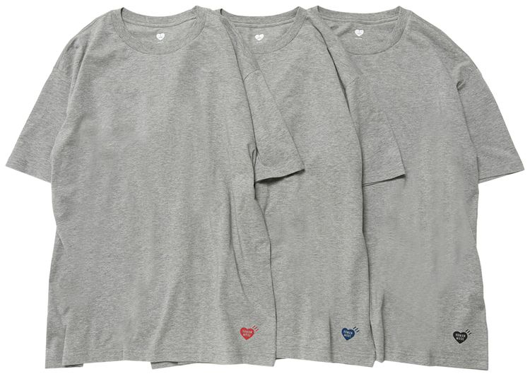 Human Made T Shirt Set 3 Pack Grey