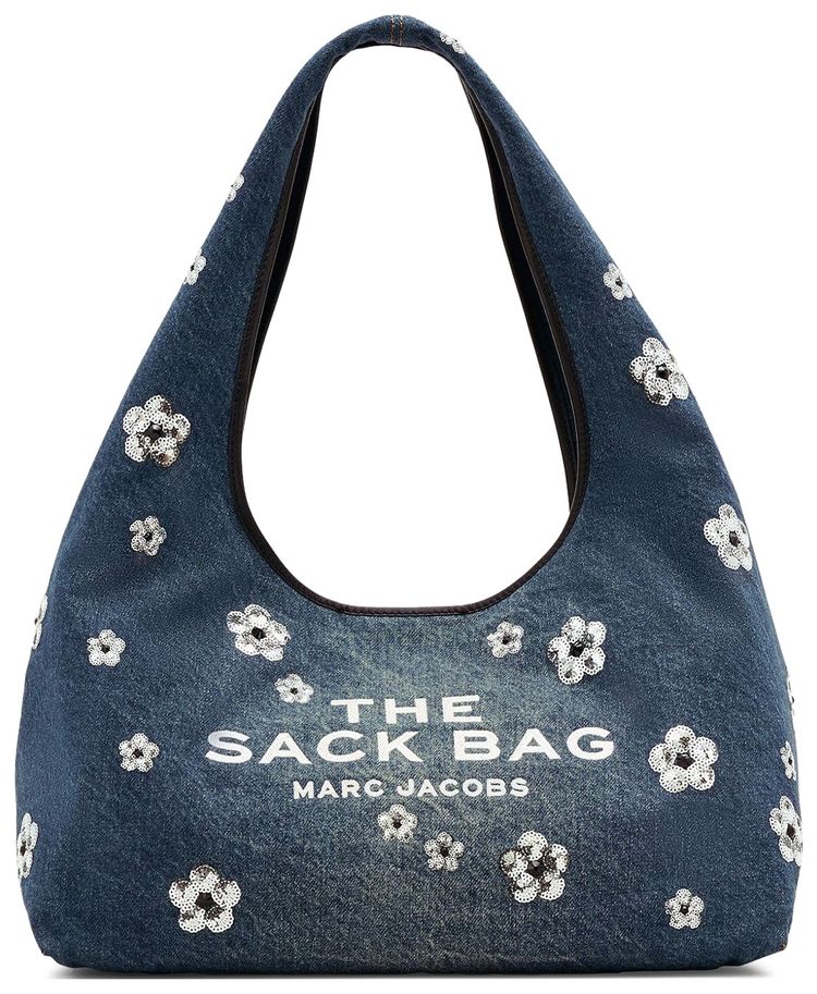 Marc Jacobs Sequin Daisy Denim Sack Bag Vintage Indigo
