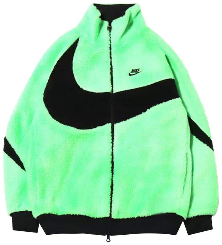 Nike Womens Big Swoosh Reversible Boa Jacket Asia Sizing Neon Green
