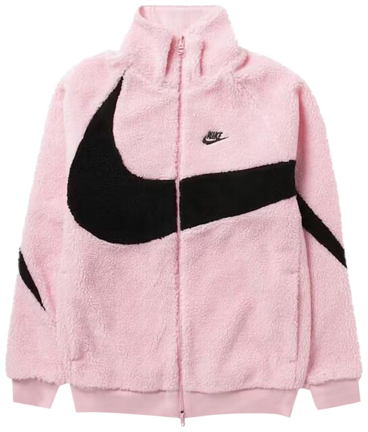 Nike Sportswear Big Swoosh Reversible Boa Jacket Asia Sizing Soft PinkBlack