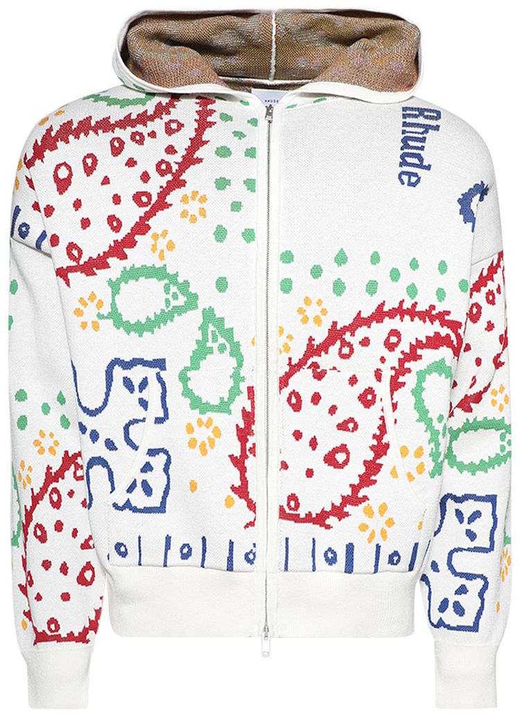 Rhude Bandana Knit Full Zip Hoodie Multicolor