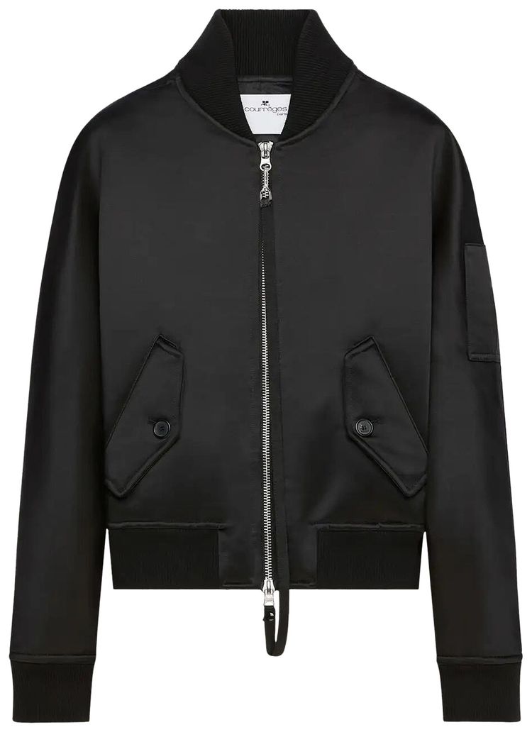 Courreges Scuba Satin Bomber Jacket Black
