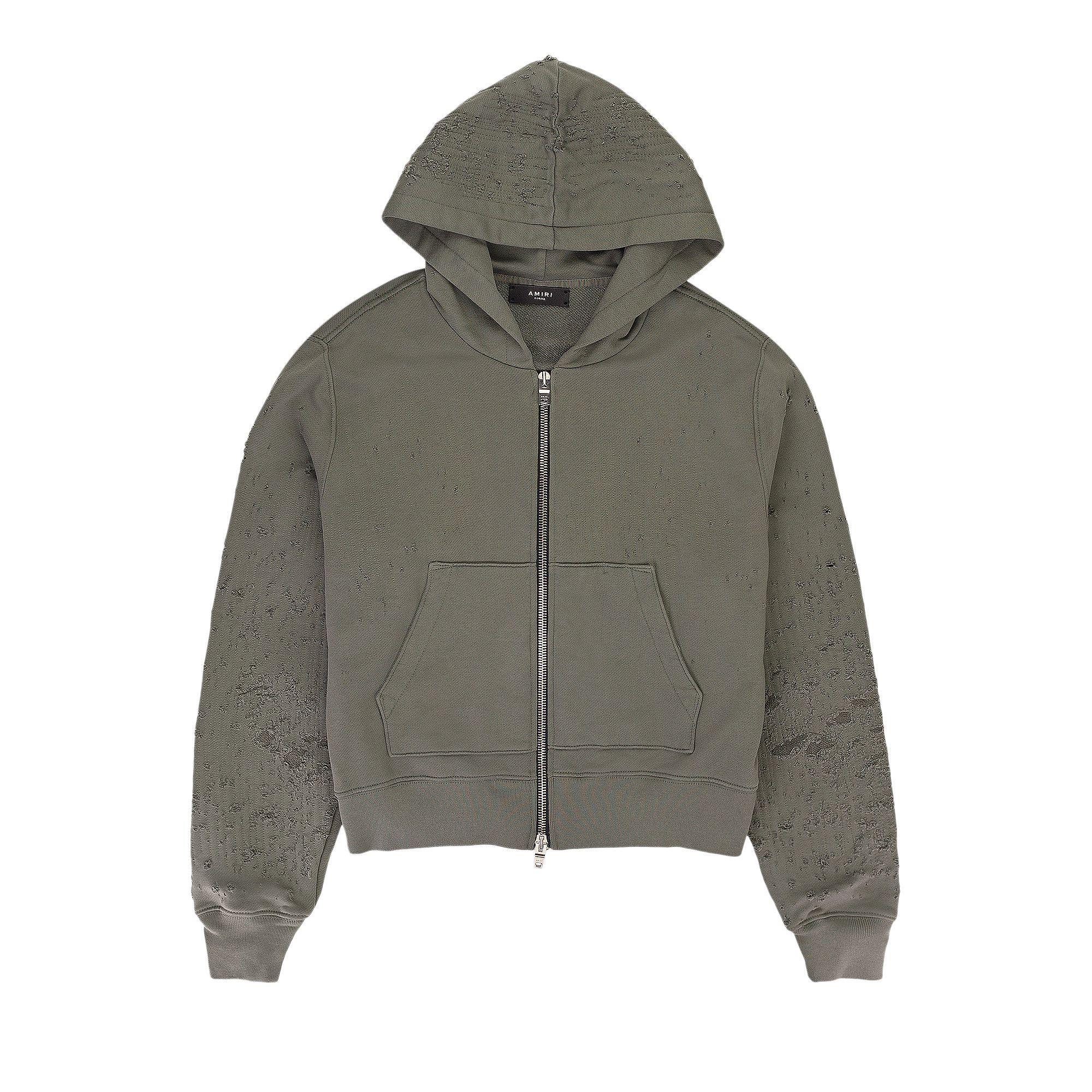 Buy Amiri Shotgun Fitted Zip Up Hoodie 'Military Green' - MJSH001