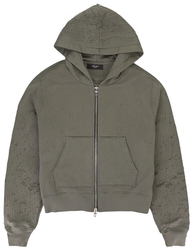 Amiri Shotgun Fitted Zip Up Hoodie Military Green