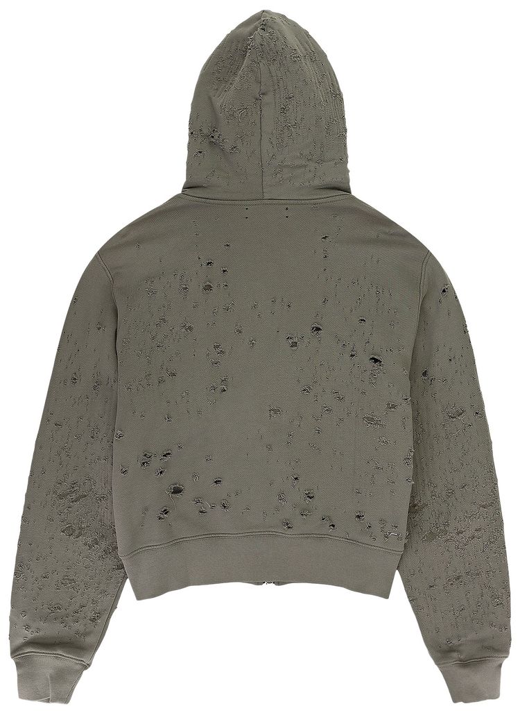 Amiri Shotgun Fitted Zip Up Hoodie Military Green