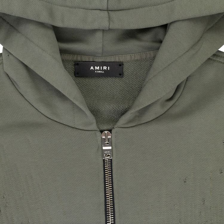 Amiri Shotgun Fitted Zip Up Hoodie Military Green