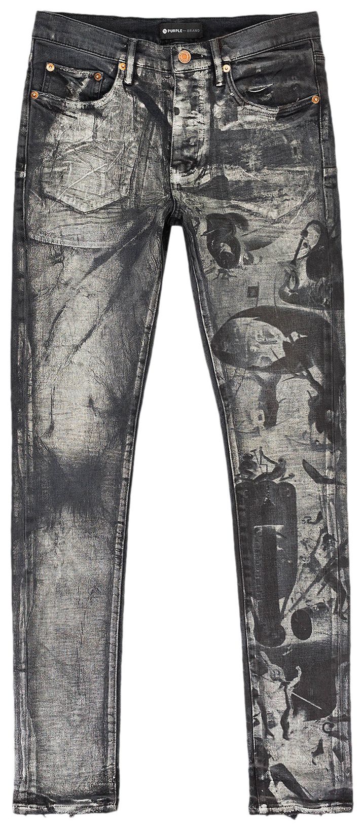 PURPLE BRAND Washed Iridescent Pearl Skinny Jeans Black