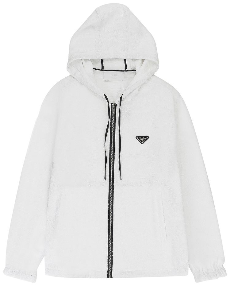 Prada Terrycloth Hoodie Jacket White