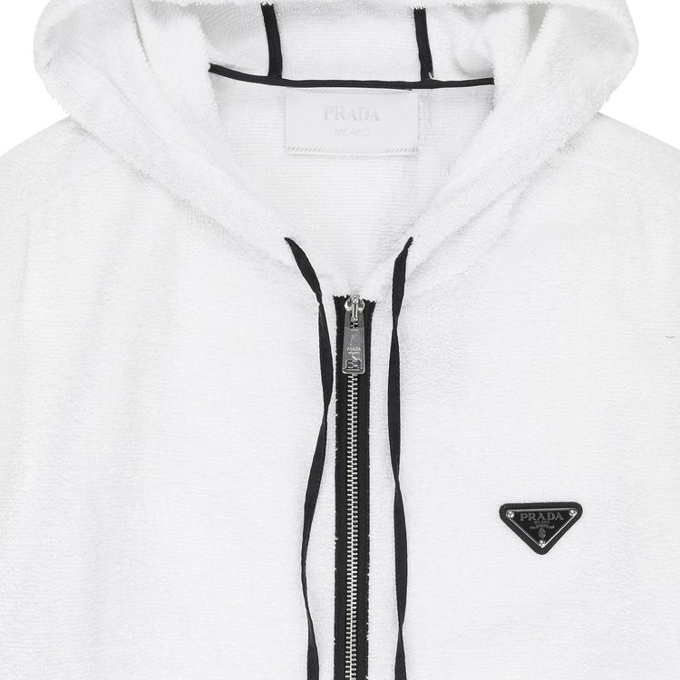 Prada Terrycloth Hoodie Jacket White