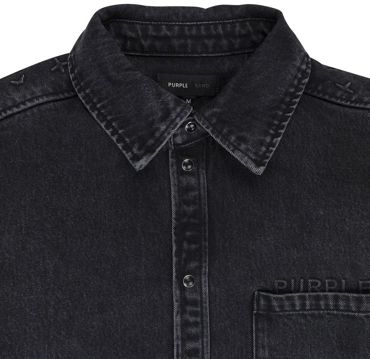 PURPLE BRAND Oversized Western Casual Button Down Shirt Grey