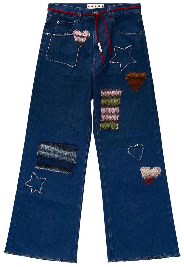 Marni Flared Mohair Patch Denim Ocean