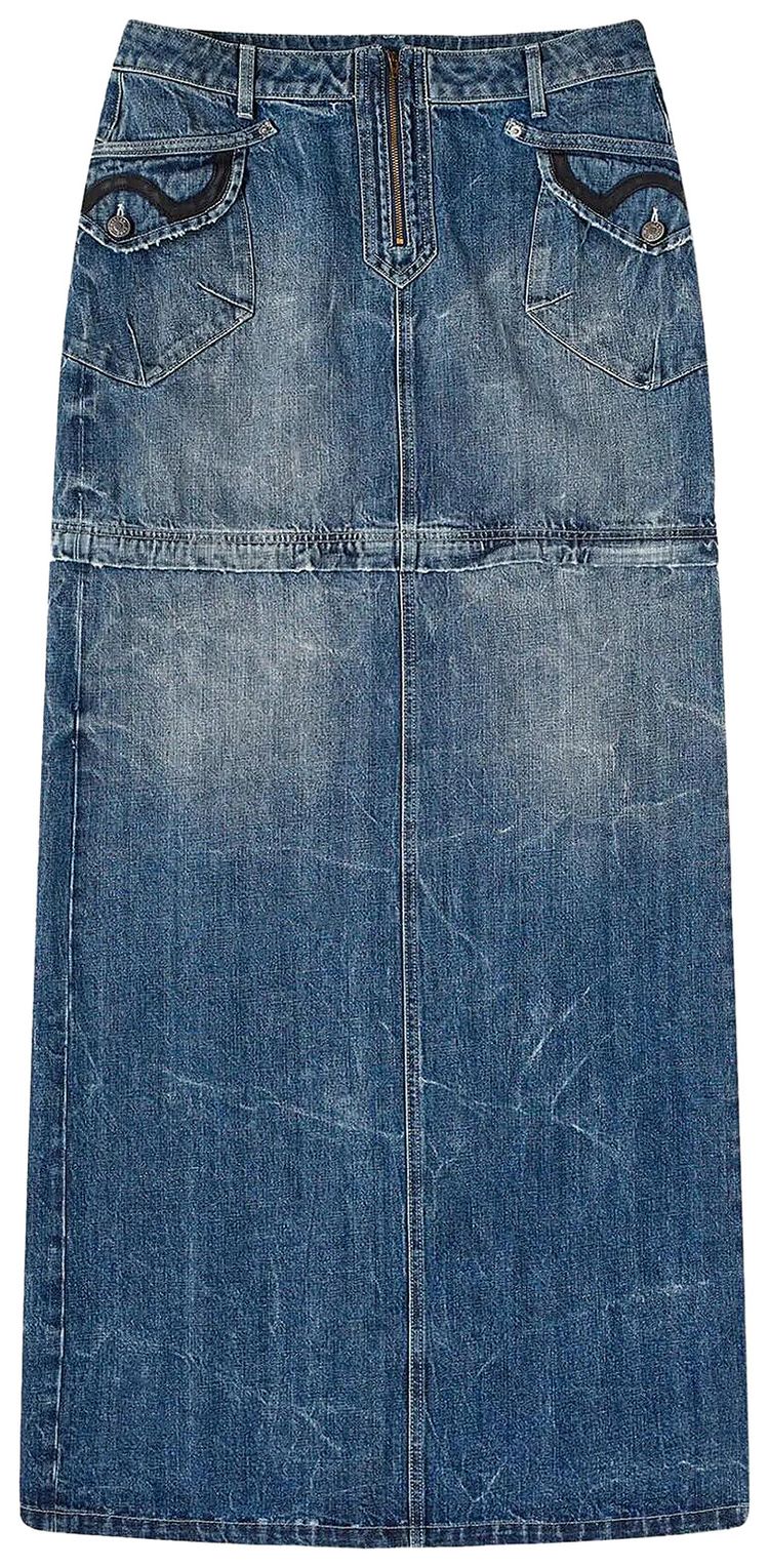 Martine Rose Zip Off Denim Skirt Blue