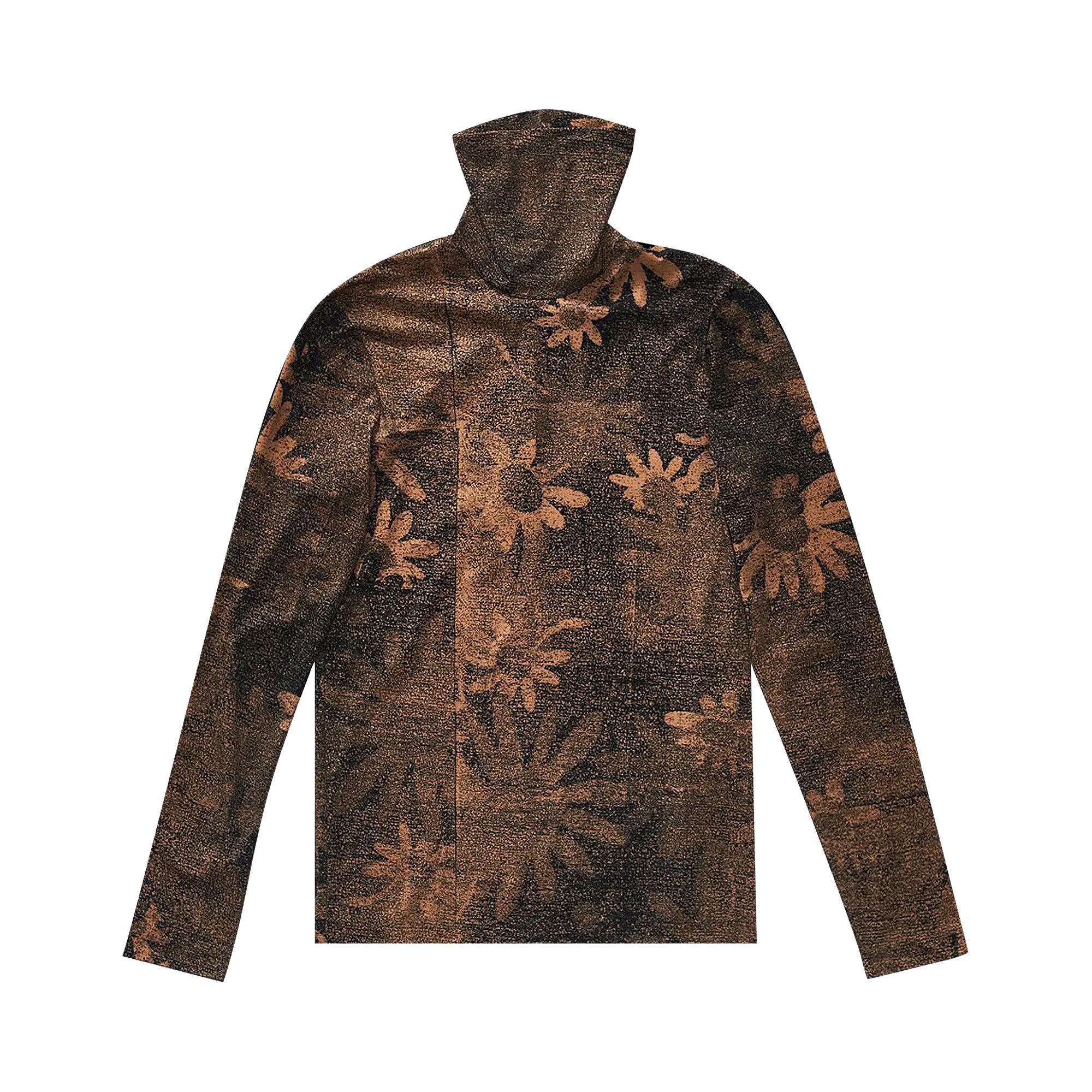 Buy MM6 Maison Margiela Printed Long-Sleeve Turtle Neck Top 'Black