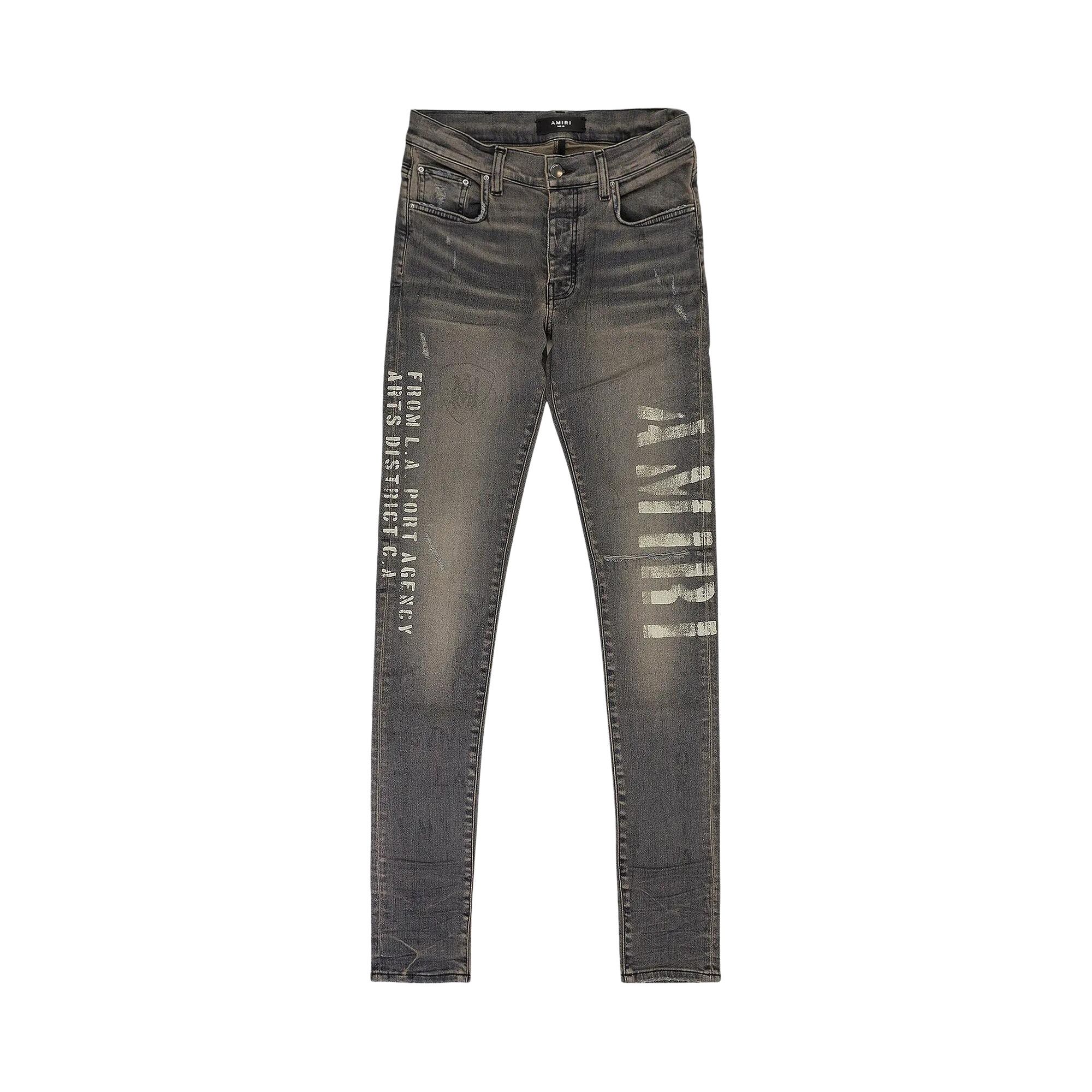Buy Amiri Military Stencil Skinny Jeans 'Grey' - PF22MDS024 GREY