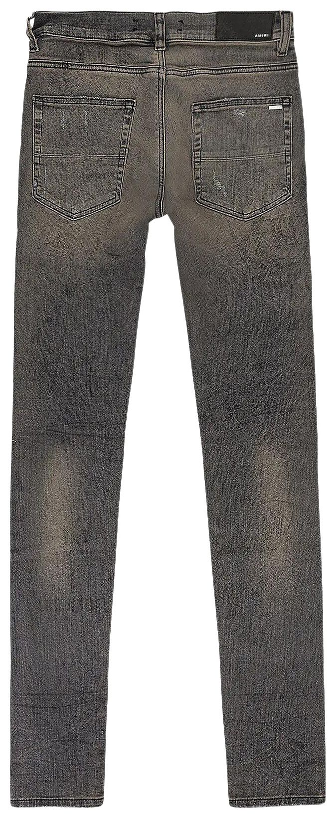 Amiri Military Stencil Skinny Jeans Grey